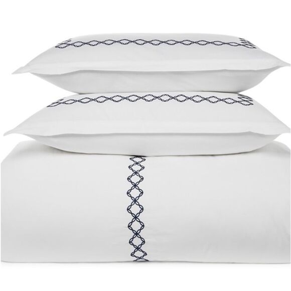Sky
Embroidered Percale Duvet Cover Set,
- 100% Exclusive. Color: White/Navy - Picture 2 of 5
